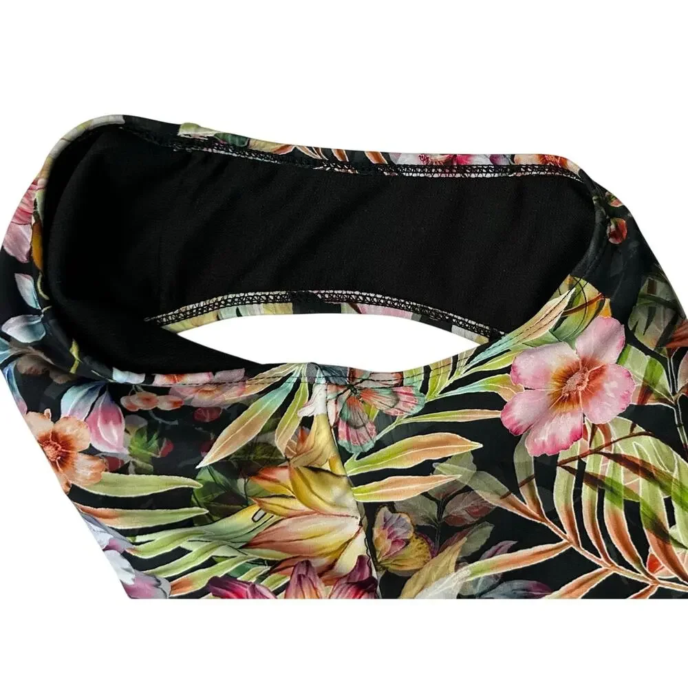 Coral Tropics One Shoulder Floral One Piece Swimsuit Size S